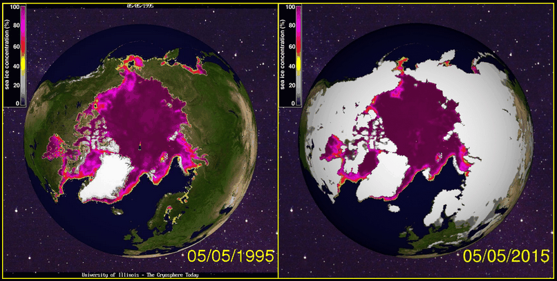 Arctic Sea Ice 1995 and 2015