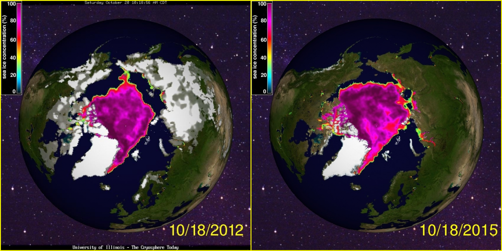 Arctic sea ice gain: 2012 and 2015