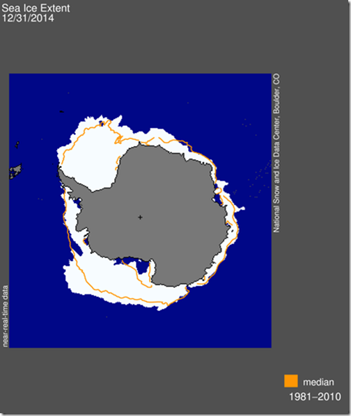 Sea ice extent, 31-12-2014